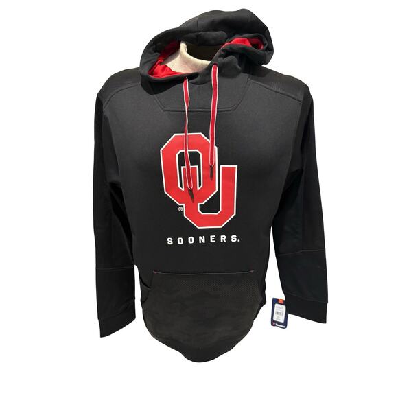 Oklahoma Sooners Fanatics Hoodie Black Red Logo Men’s Size L NWT - Picture 1 of 6